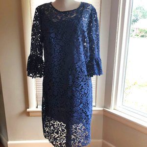 Avian Lace Overlay Blue Dress by Boden in US Size 12